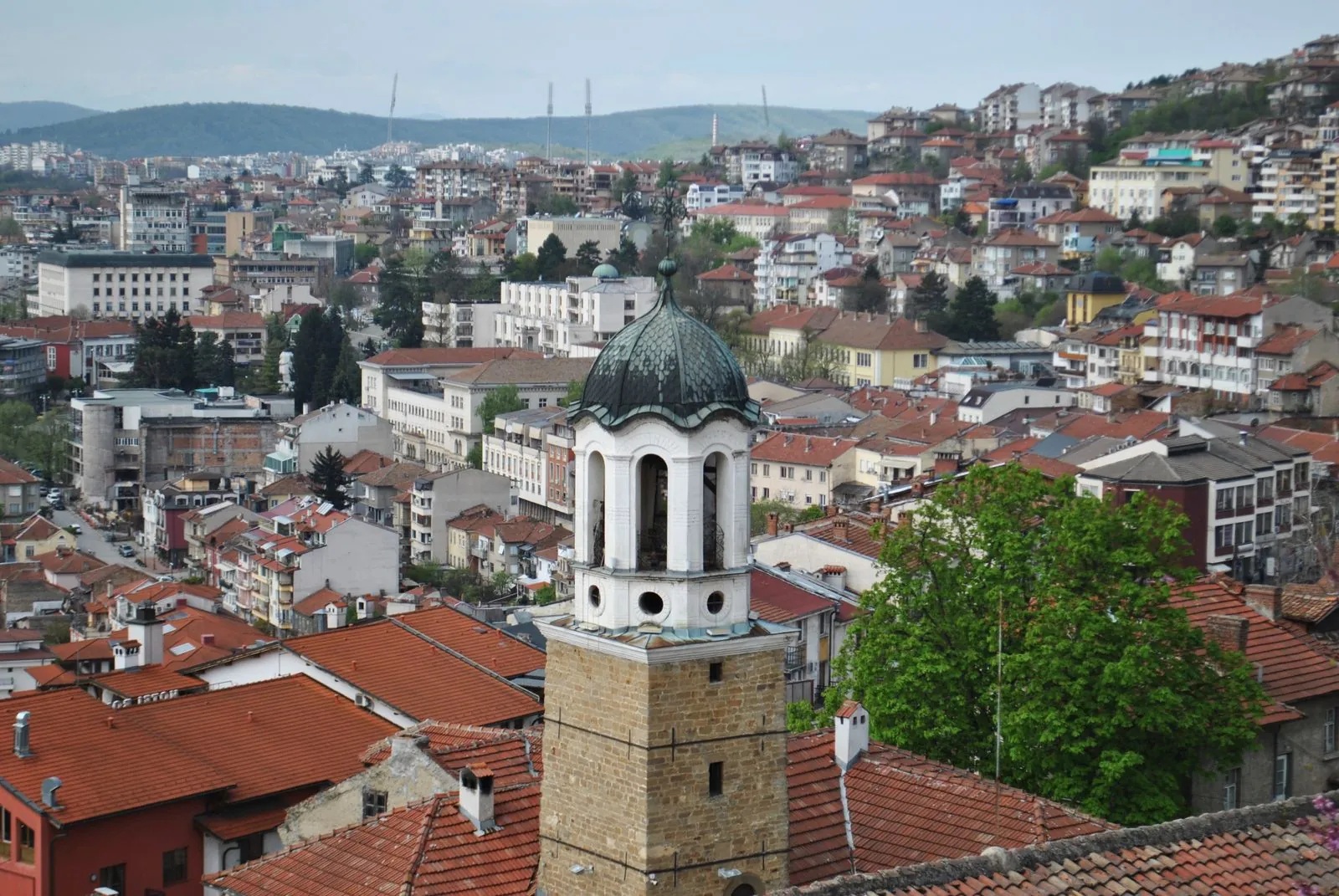 Aerial view of Veliko Tarnovo and its historic church in spring. Photo by Valeria Drozdova.